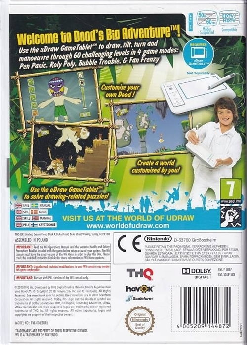 uDraw Doods Big Adventure - Nintendo Wii (B Grade) (Genbrug)